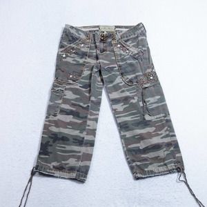 Miss Me Jeans Womens Medium 31x21 Crop Camo Cargo Pockets *READ